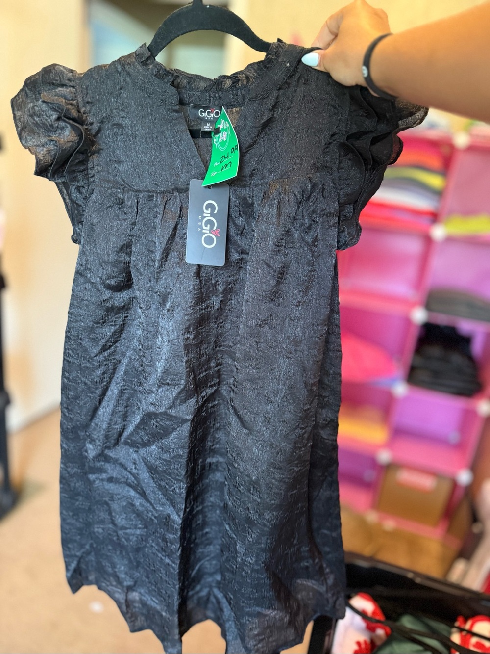 GIGIO Black Short-Sleeve Dress